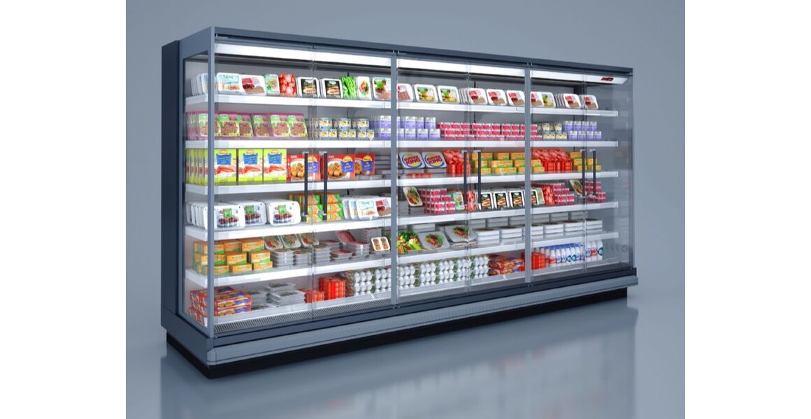 Vertical Refrigerated Cheese, Milk and Beverage Cabinet with Lid.