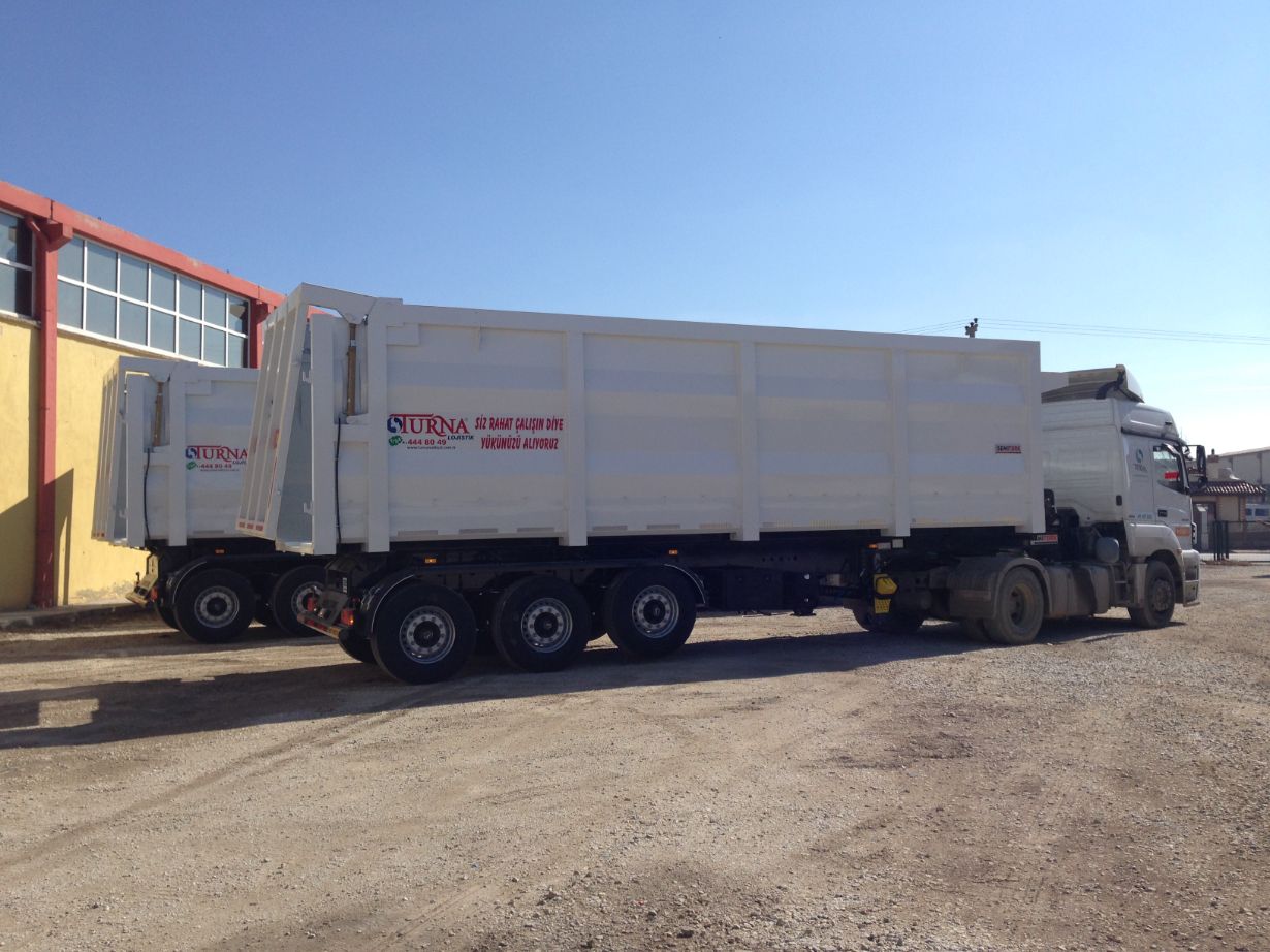 Scrap - wood - sawdust transport tipper semi trailer