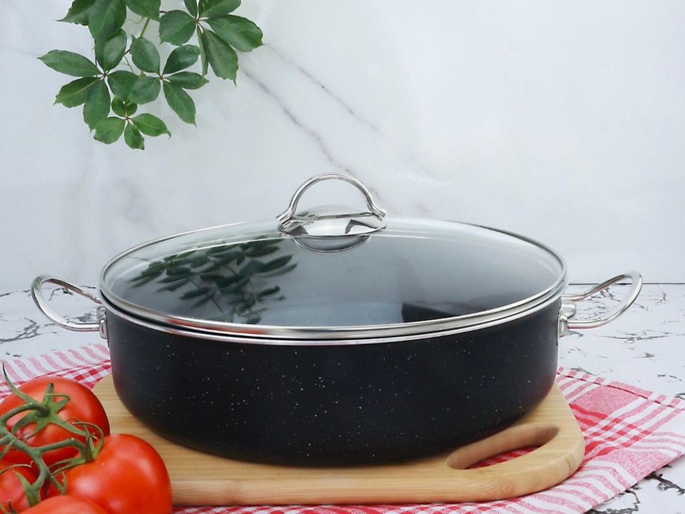 Meşeler Granit Basık Tencere Siyah